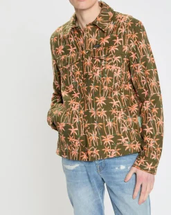 Veste Trucker imprimée kaki/orange