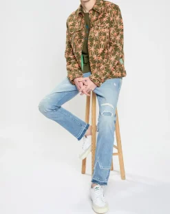 Veste Trucker imprimée kaki/orange