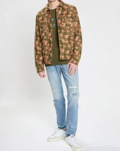 Veste Trucker imprimée kaki/orange