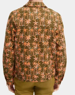 Veste Trucker imprimée kaki/orange