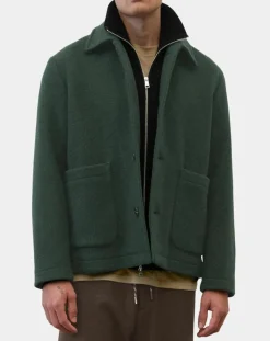 Veste worker en Laine mélangée Manteco verte