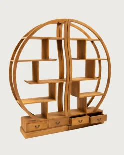 Yin Yang - Bibliothèque en bois massif de teck